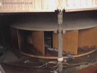 The world's biggest lightweight centrifugal lift fan. One of the four seen here in position on The Princess Margaret during maintenance. <br><br>The access door to the left of the fan pictured in the lower image allows engineering access to the drive shaft and gearbox assemblies, as shown previously on this page.